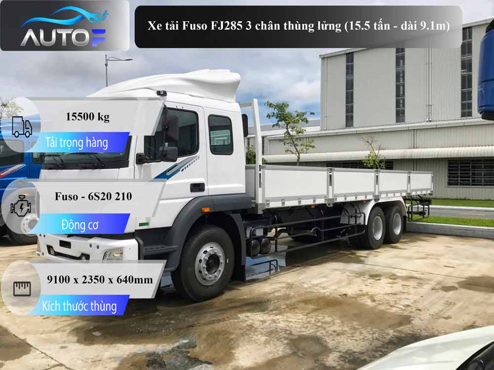 Xe tải Fuso FJ285 3 chân thùng lửng (15.5 tấn - dài 9.1m)